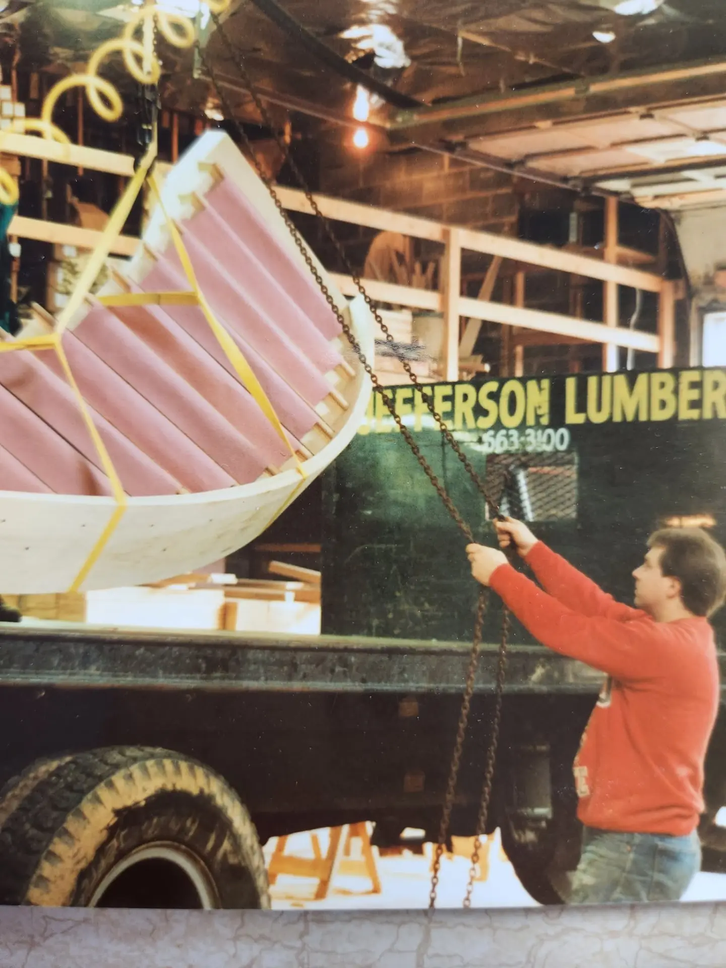 Loading a custom stair onto the Jefferson Lumber truck